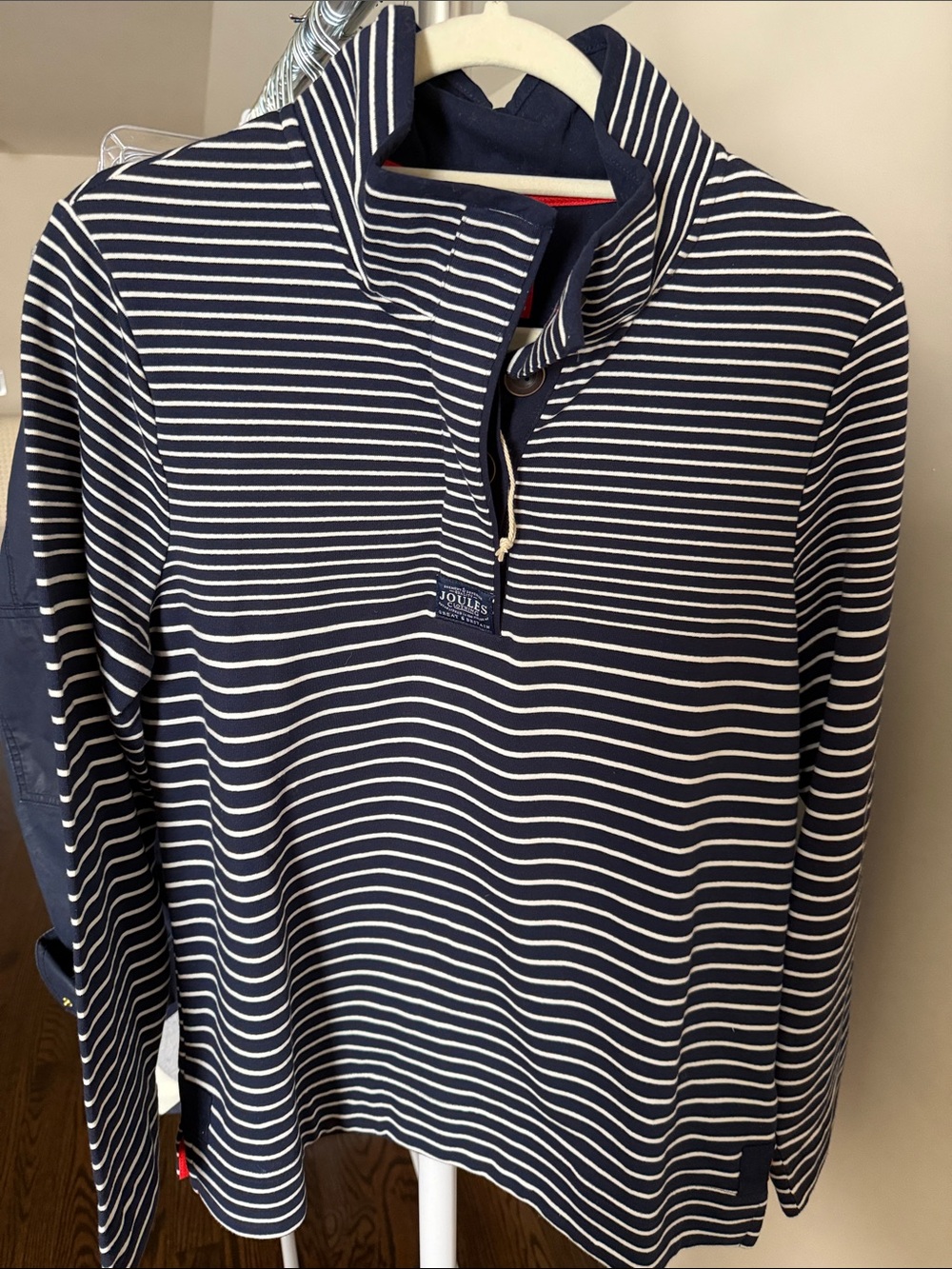 Joules Navy and White Striped Women's Henley Sweatshirt